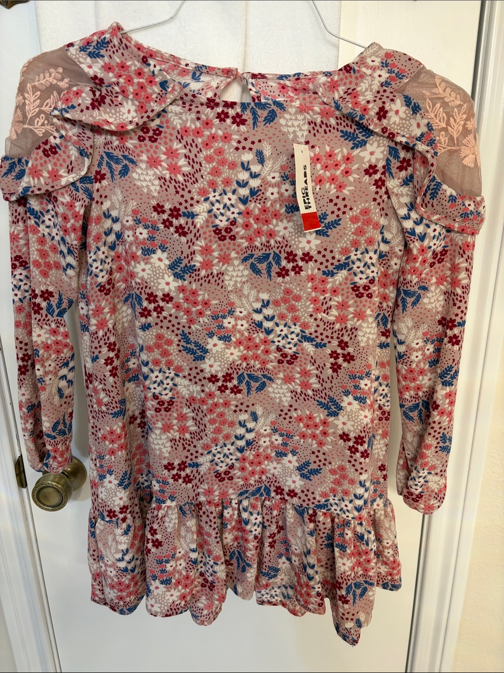 NWT Epic Threads Little Girls Shirt Drop Waist Dress Pink Blu Floral Size Medium